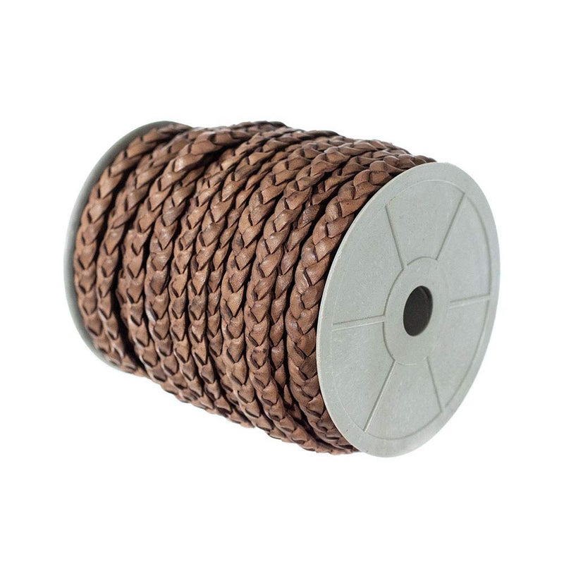 Craft County Flat Braided Leather Jewelry Craft Cord â€“ Necklaces, Belts, Bracelets, Crafts and Jewelry Making (Red Brown, 5mm X 5 Yards) - Image 1